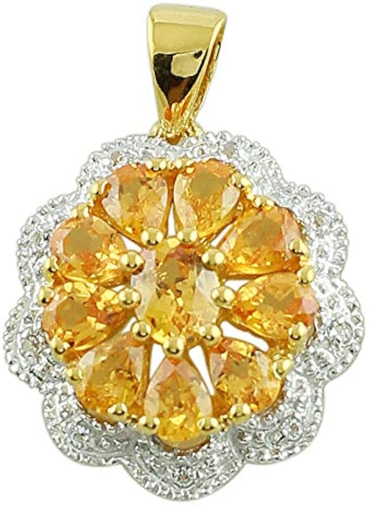 Carillon Spesserite Natural Gemstone Pear Shape Pendant 925 Sterling Silver Party Jewelry | Yellow Gold Plated