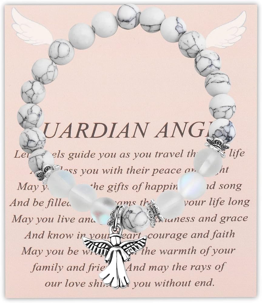 FUSTMW Angel Keychain Guardian Angel Gifts Faith Gifts Prayer gifts Blessing Gifts Guardian Angel Charm Key Chain Gifts