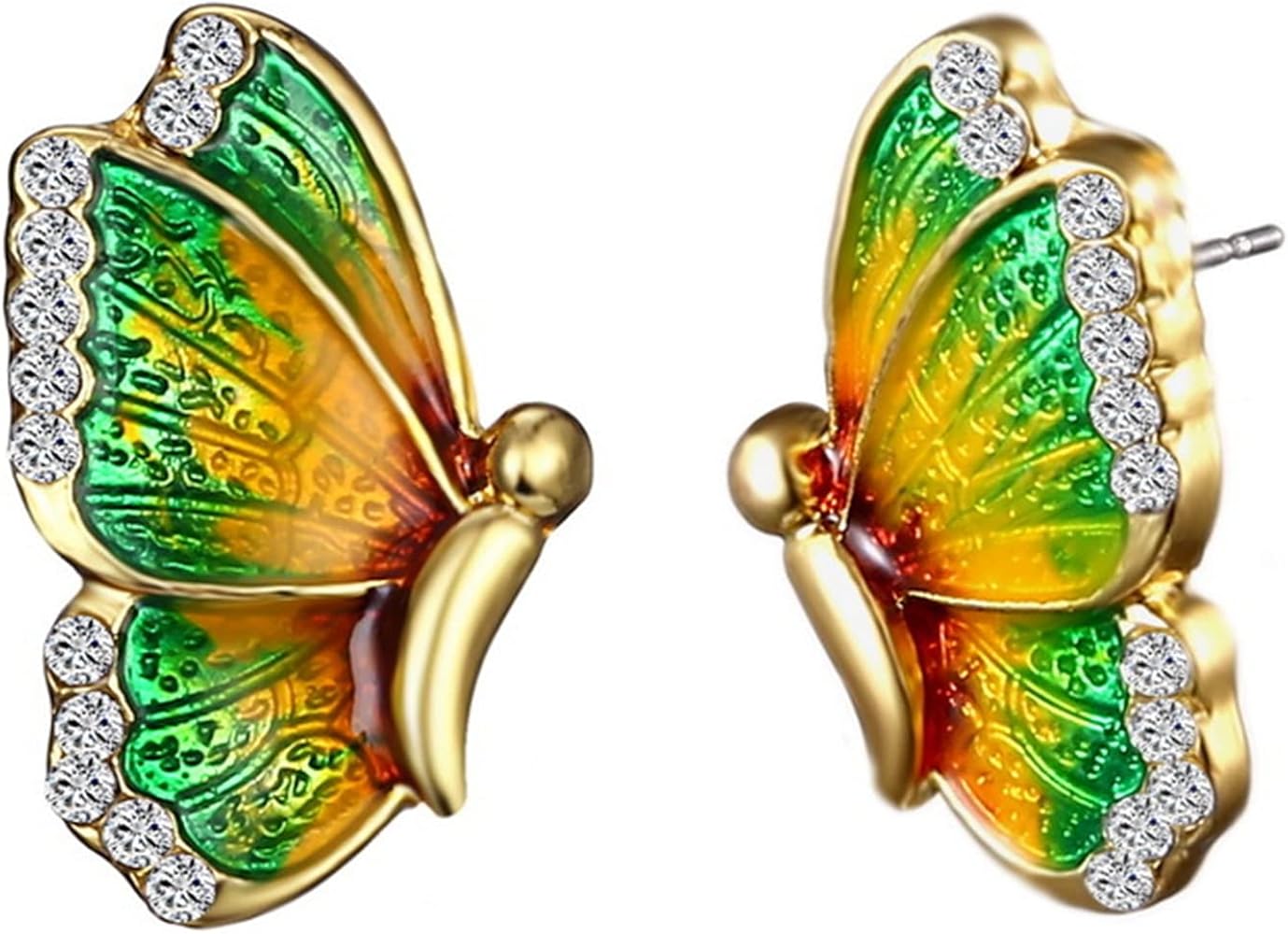 Butterfly Wings Statement Big Stud Earrings - Retro Dainty Colorful Crystal Rhinestone Large Costume Earrings Trendy Fashion Pink Mariposa Jewelry Birthday Gifts for Women Mothers Day