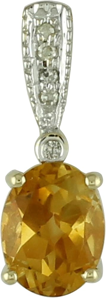 Carillon Stunning Citrine Natural Gemstone Oval Shape Pendant 10K, 14K, 18K Yellow Gold Jewelry