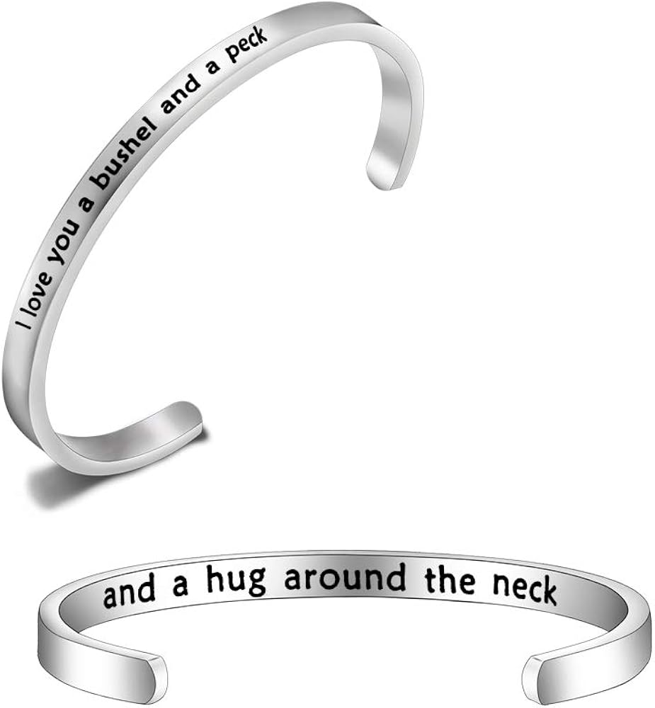 I Love You a Bushel and a Peck Bracelet Gift for Mom Grandma (cuff)