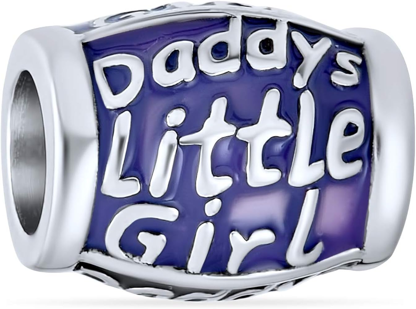 Fathers Love CZ Words Saying Daddys Girls Love of Daughter Charm Bead For Daughter Teen .925 Sterling Silver Fits European Bracelet