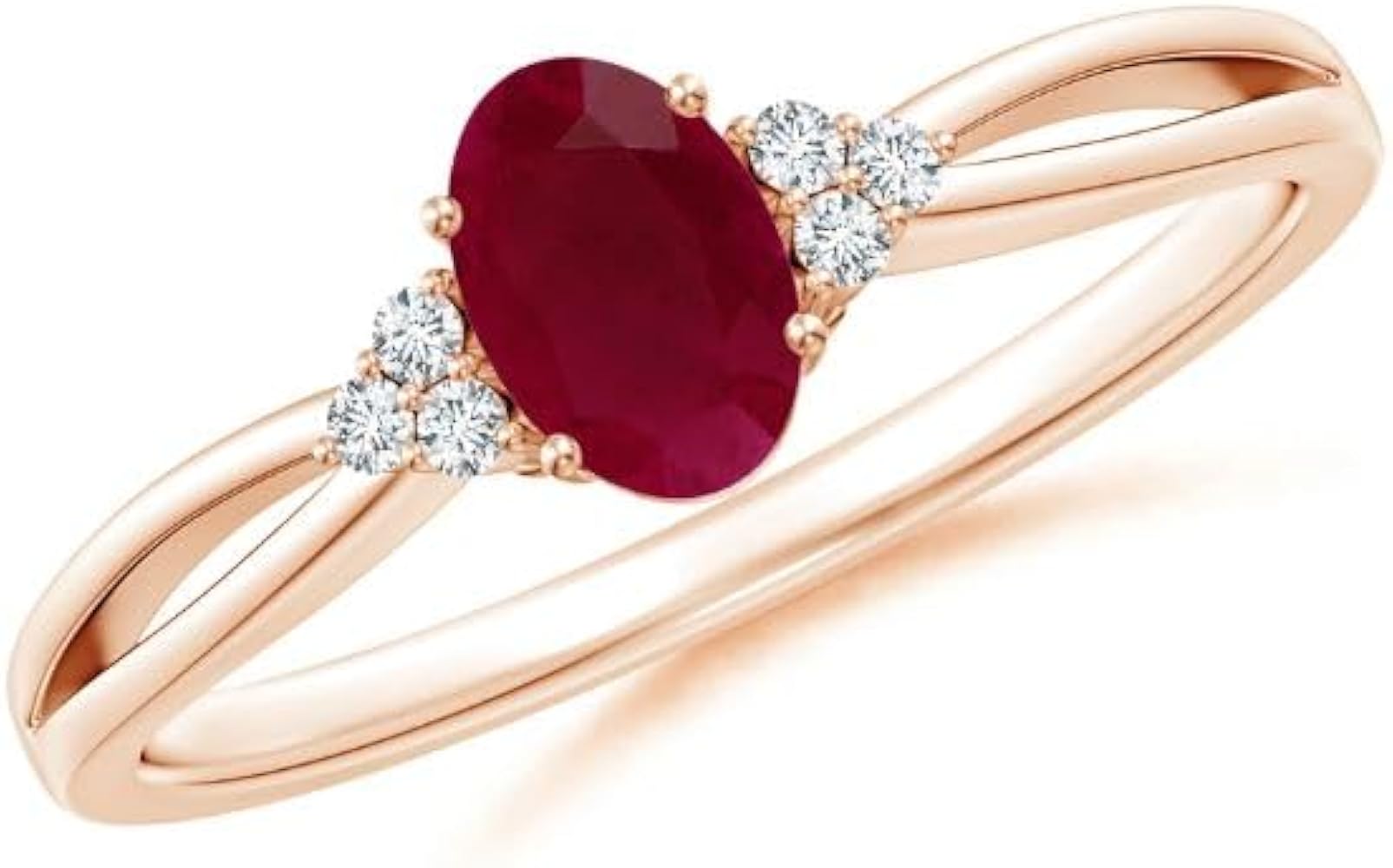 CARILLON Oval Shape Red Ruby CZ Diamond Solitaire Band Ring 925 Sterling Silver 18k Rose Gold plated July Birthstone Gemstone Jewelry Wedding Engagement Women Birthday Gift