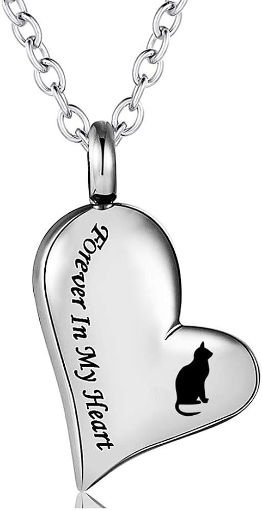 Cremation Urn Necklace for Ashes Urn Jewelry,Forever in My Heart Carved Locket Stainless Steel Keepsake Waterproof Memorial Pendant for Ashes