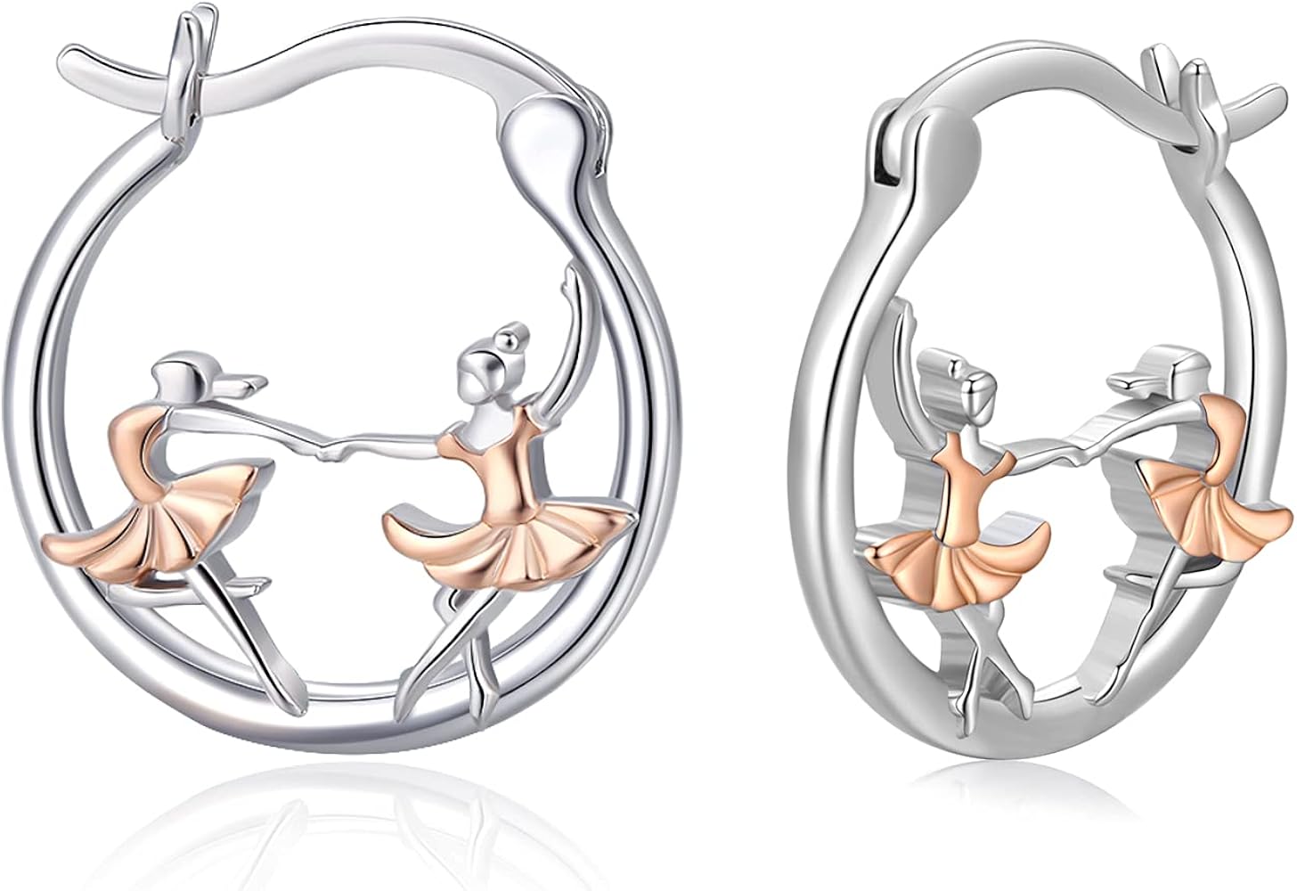 Dance Earrings Sterling Silver Ballerina Huggie Hoop Earrings Cartilage Earrings for Sensitive Ears Ballet Dancer Gifts for Women Girls