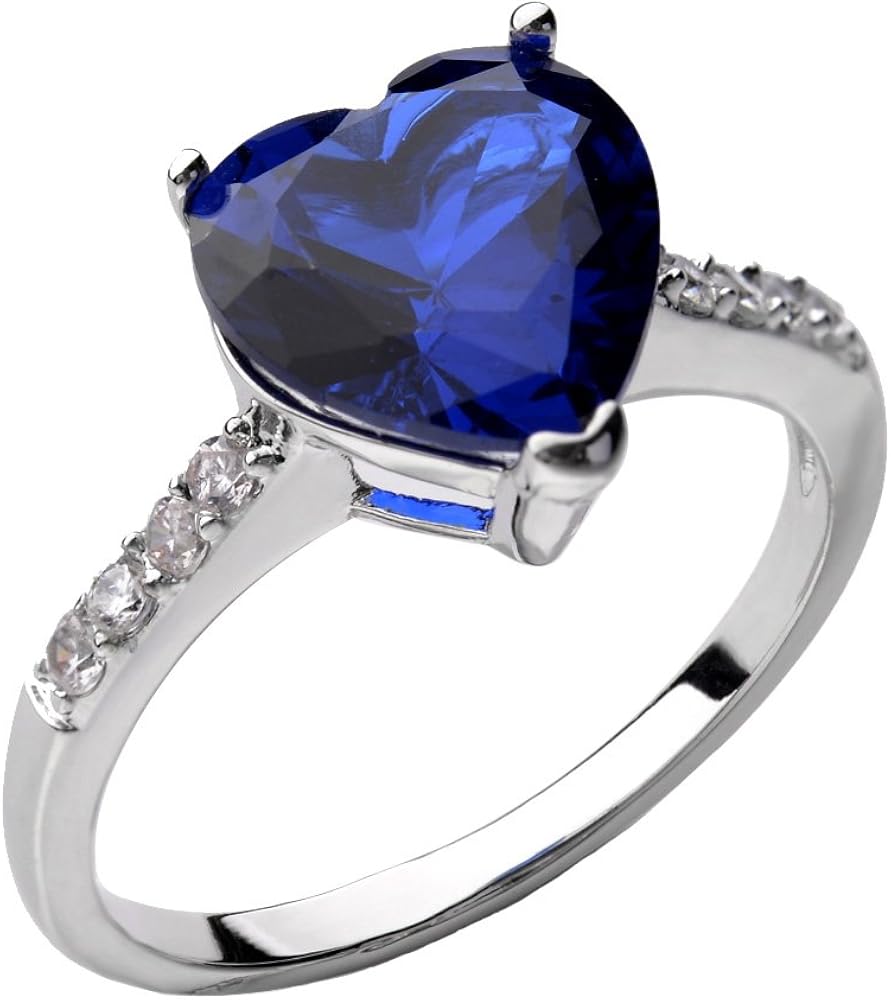 White Gold Plated Titanic Heart of The Ocean Blue Cubic Zirconia Ring Fashion Jewelry