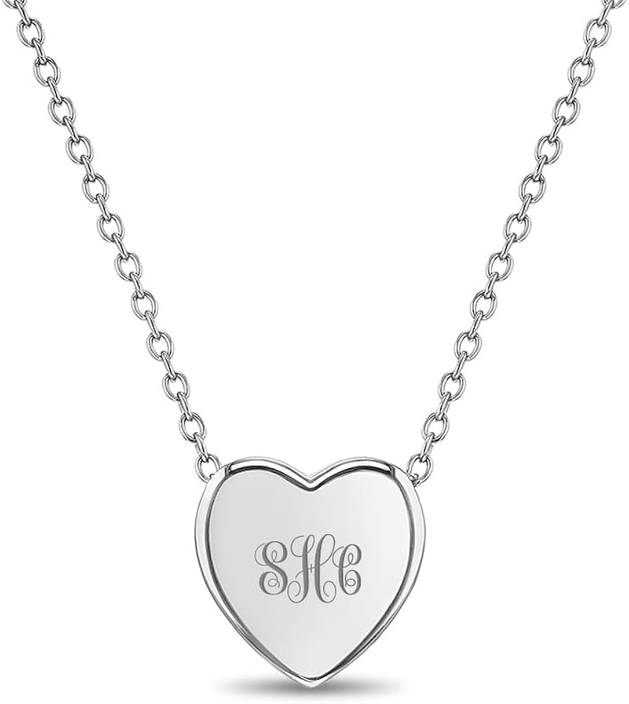 925 Sterling Silver Plain Polished Heart Necklace For Young Girls and Pre-Teens 16" - Heart Shaped Jewelry Gifts For Little Girls