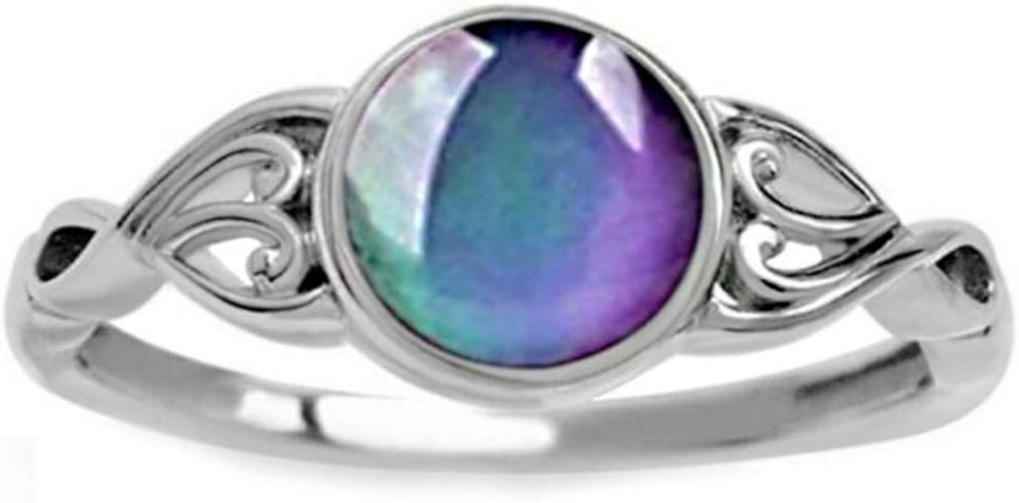 Jude Jewelers Round Shape Simulated Moon Stone Color Changing Mood Ring