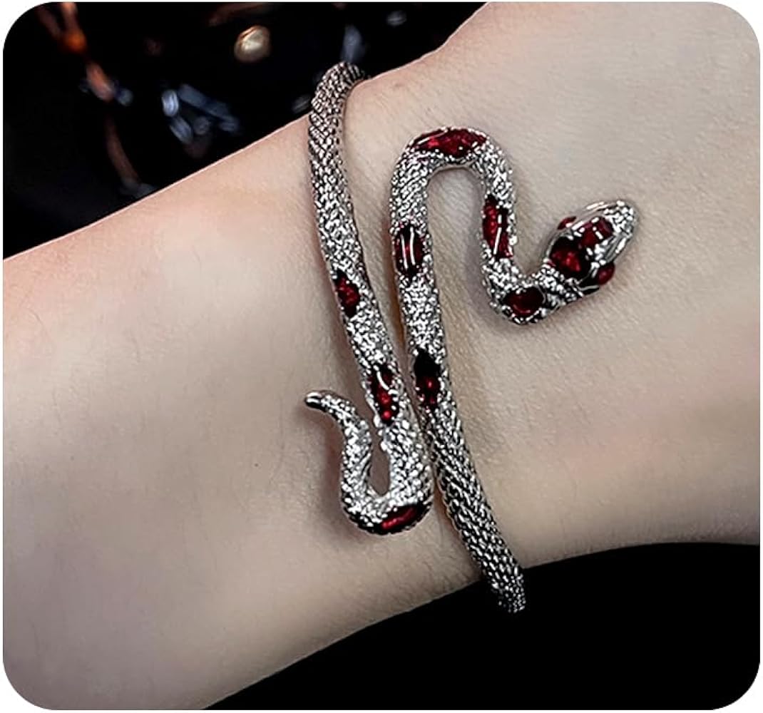 Vintage Open Snake Bracelet for Teen Girls Gothic Adjustable Winding Snake Bangle Enamel Stretch Oil Serpentine Cuff Bracelet for Women Jewelry Gift