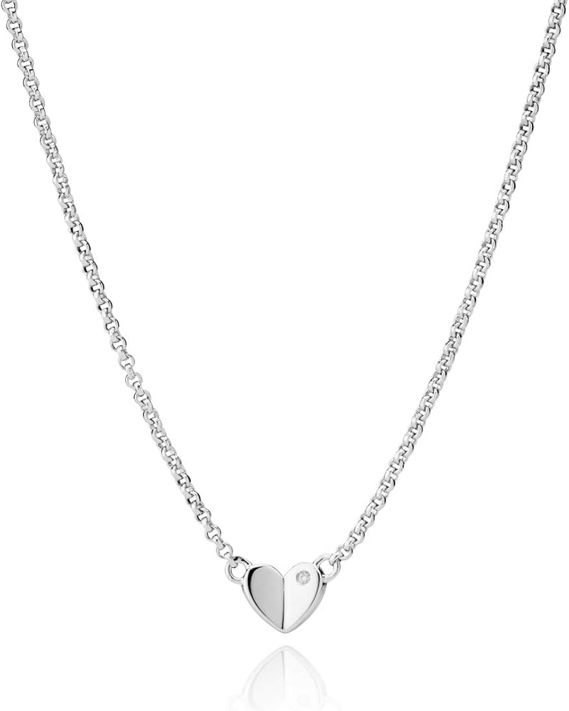 Sterling Silver Adored Diamond Heart Necklace. Ideal for Baptism, Birthday Gift For Girl, Flower Girl and Bridesmaid Gifts