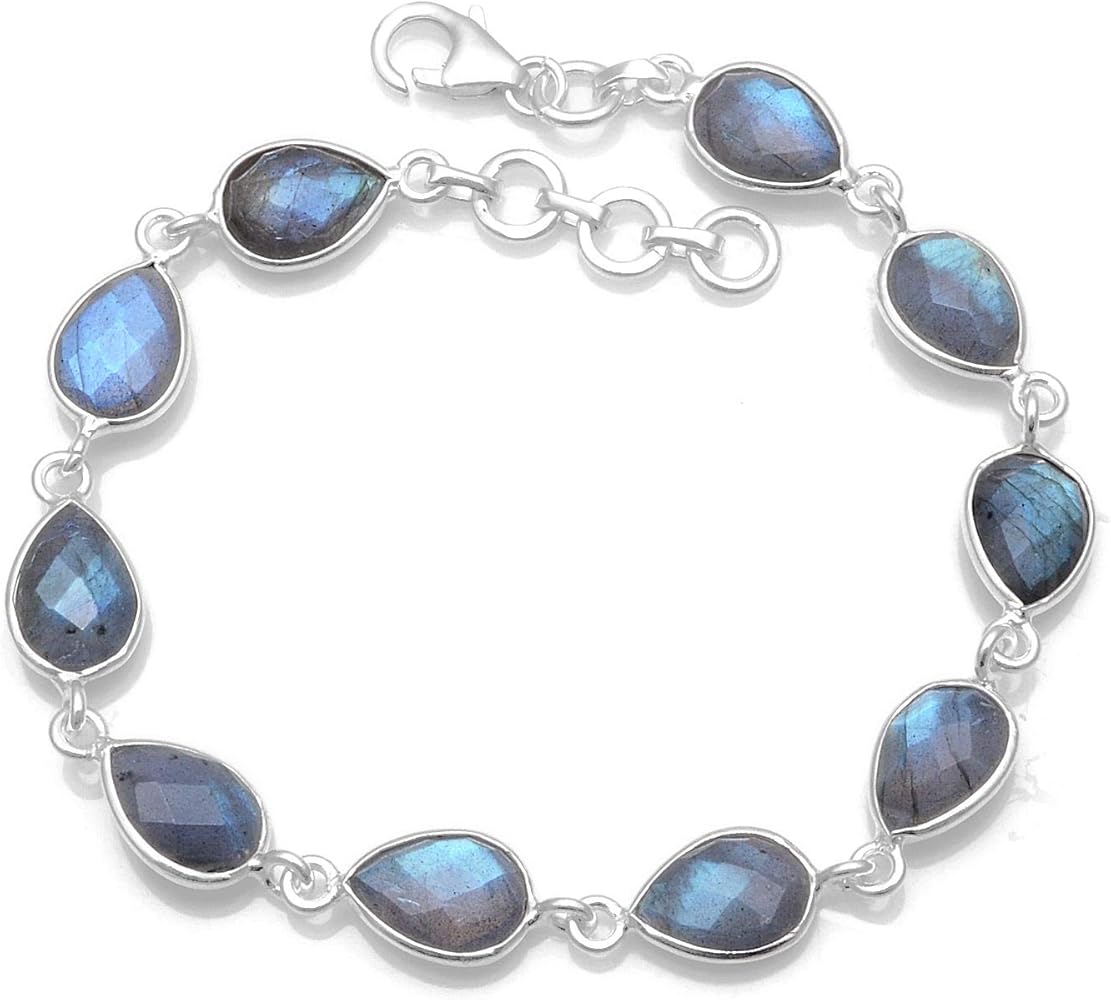 Silver Palace Sterling Silver Natural Gemstone Bracelete for Women and Girls