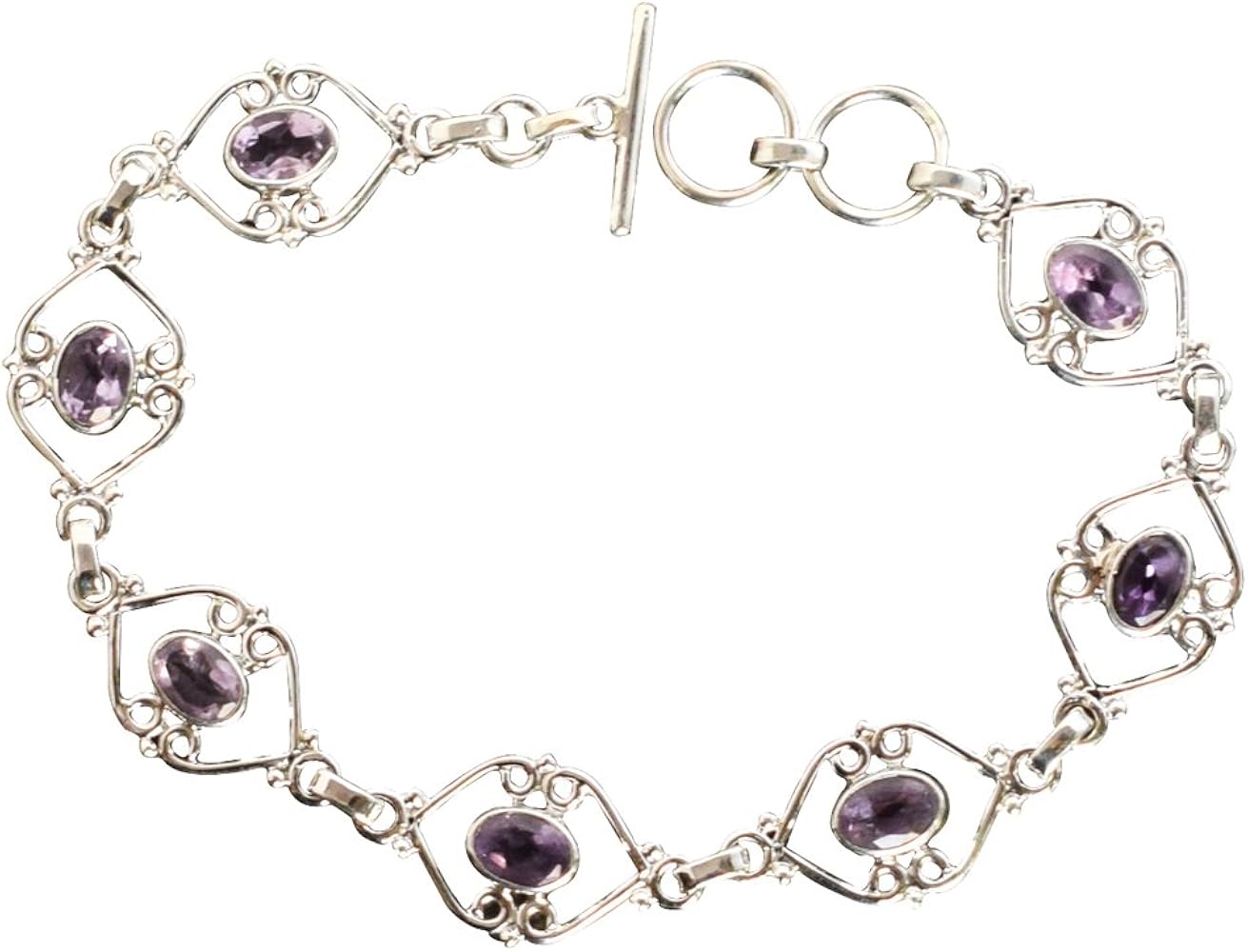 Amethyst Gemstone 925 Sterling Silver Bracelet Pretty Looking Handmade Jewellery Birthday Gift