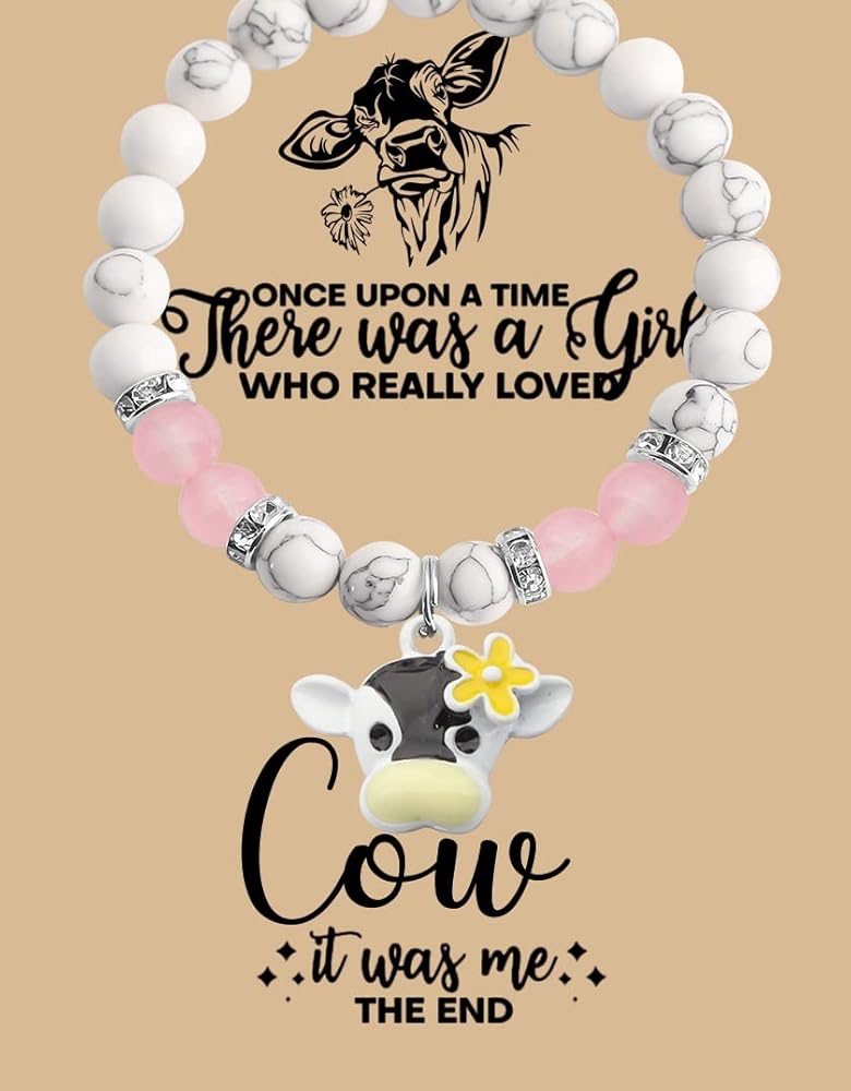 MAOFAED Cow Gift Cow Bracelet There Was A Girl Who Really Loved Cow Best Friend Gift Animal Lover Gift