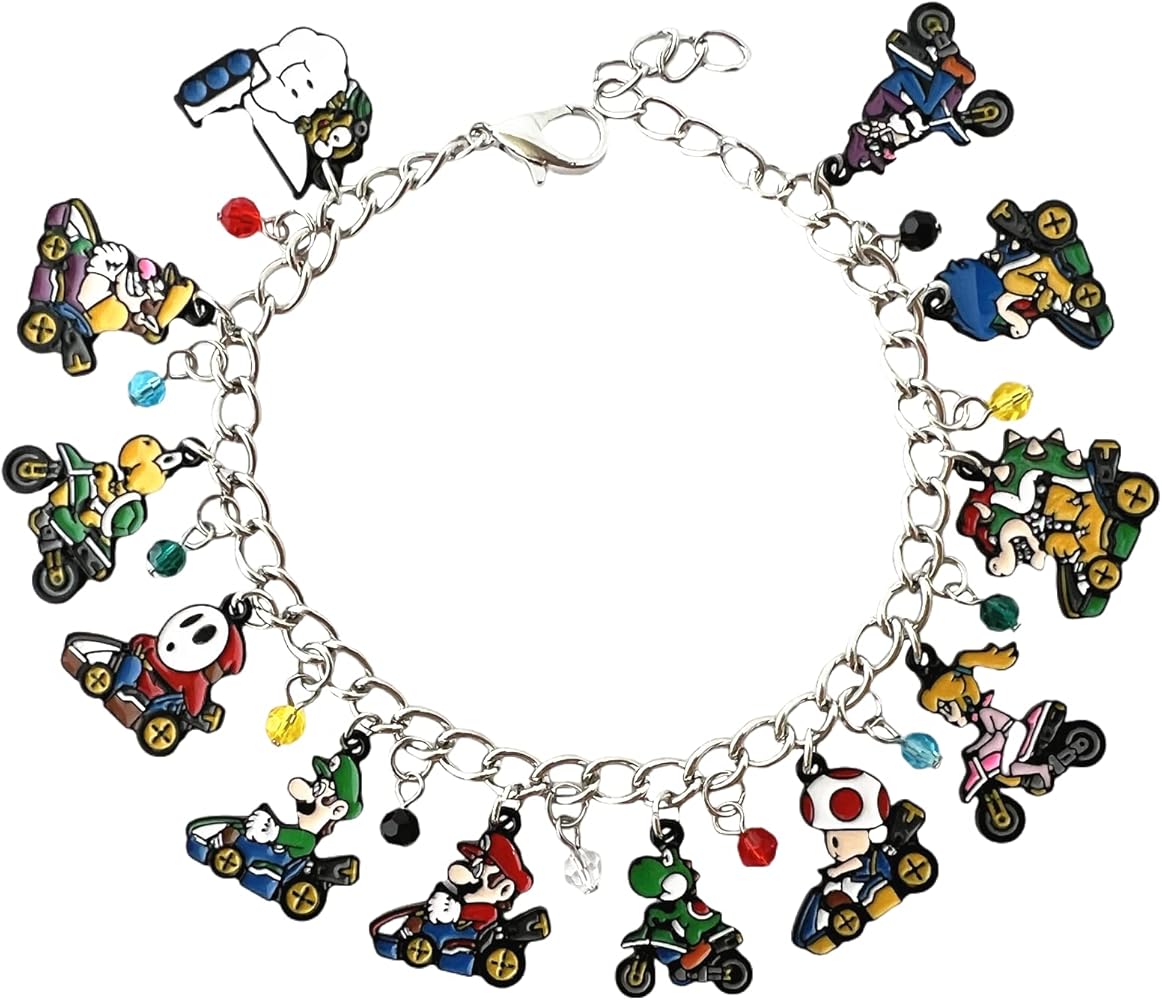 Supe Mario Bracelet Original Design Anime Cartoon Charm Bracelet Gifts for Men Woman Girl, 1