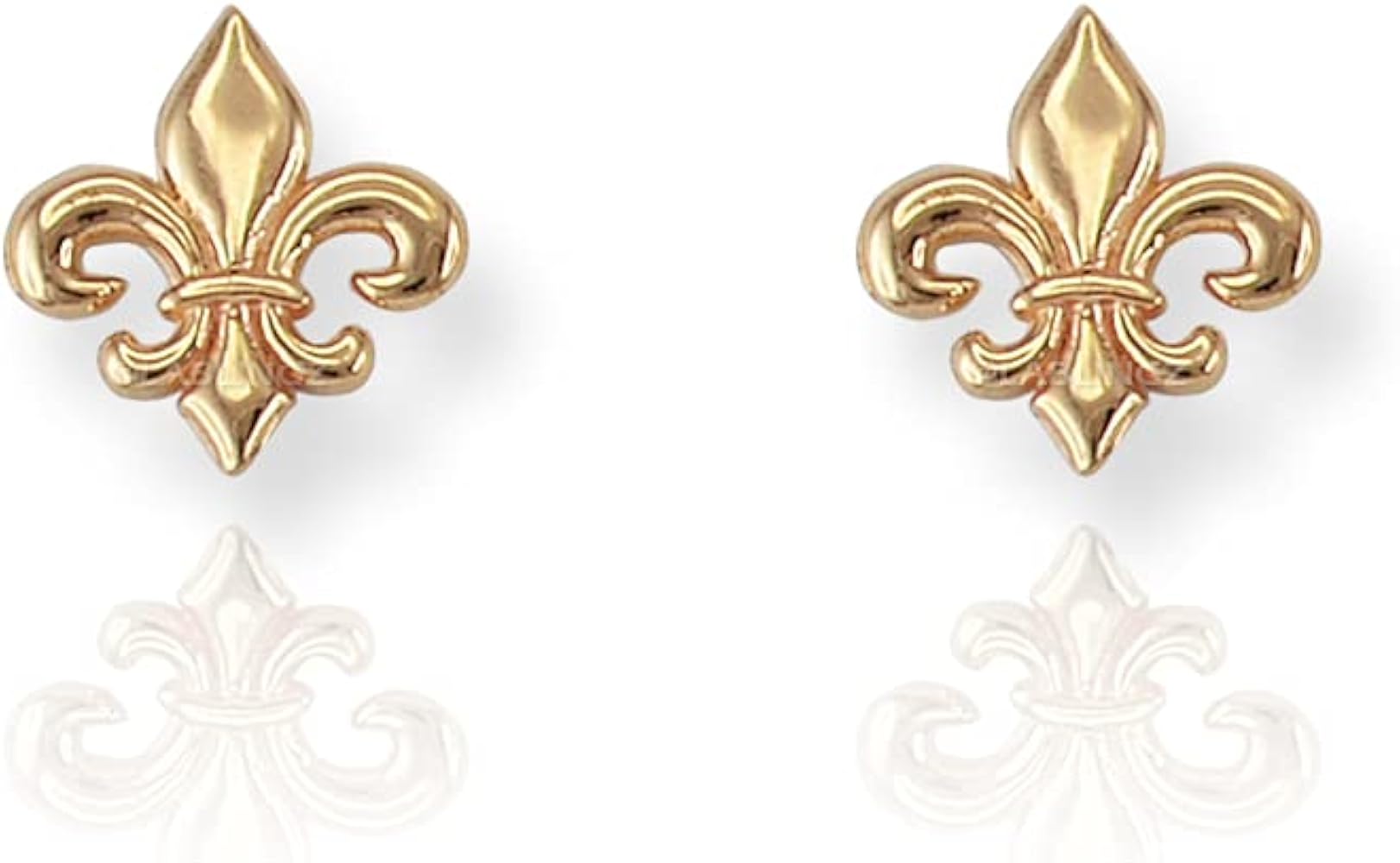 14K Yellow Gold Fleur De Lis Stud Earrings