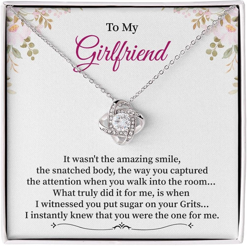 To My Girlfriend Necklace Gift From Boyfriend Gift For Girlfriend On Her Birthday Anniversary Jewelry For Girlfriend Love Knot Necklace Jewelry For Girlfriend.