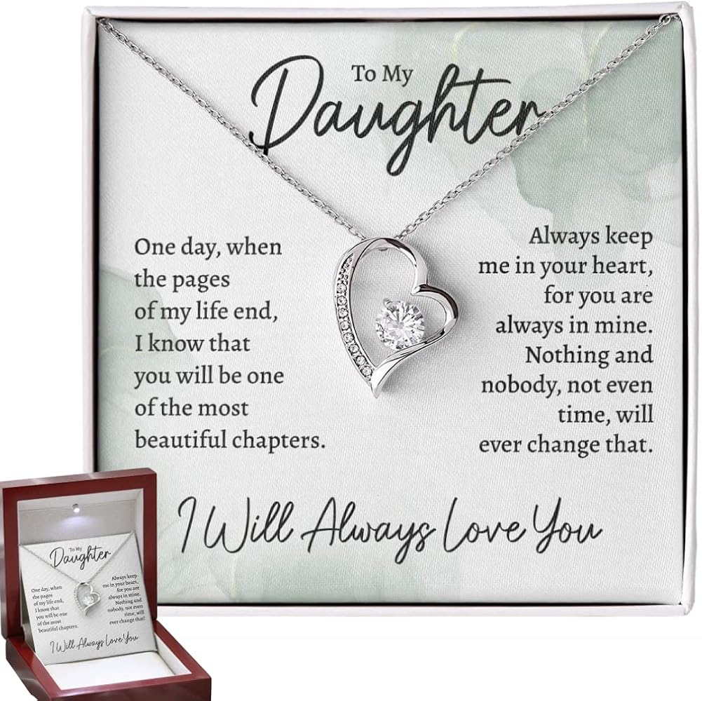 Daughter Valentines Day Gift - To My Daughter Necklace from Dad, Gifts for Daughter from Dad, Birthday Gifts for Daughter Adult from Dad, Jewelry for Teen Girls - Valentines Day Gifts for Kids Girls (2. Luxury Box, Heart Necklace)