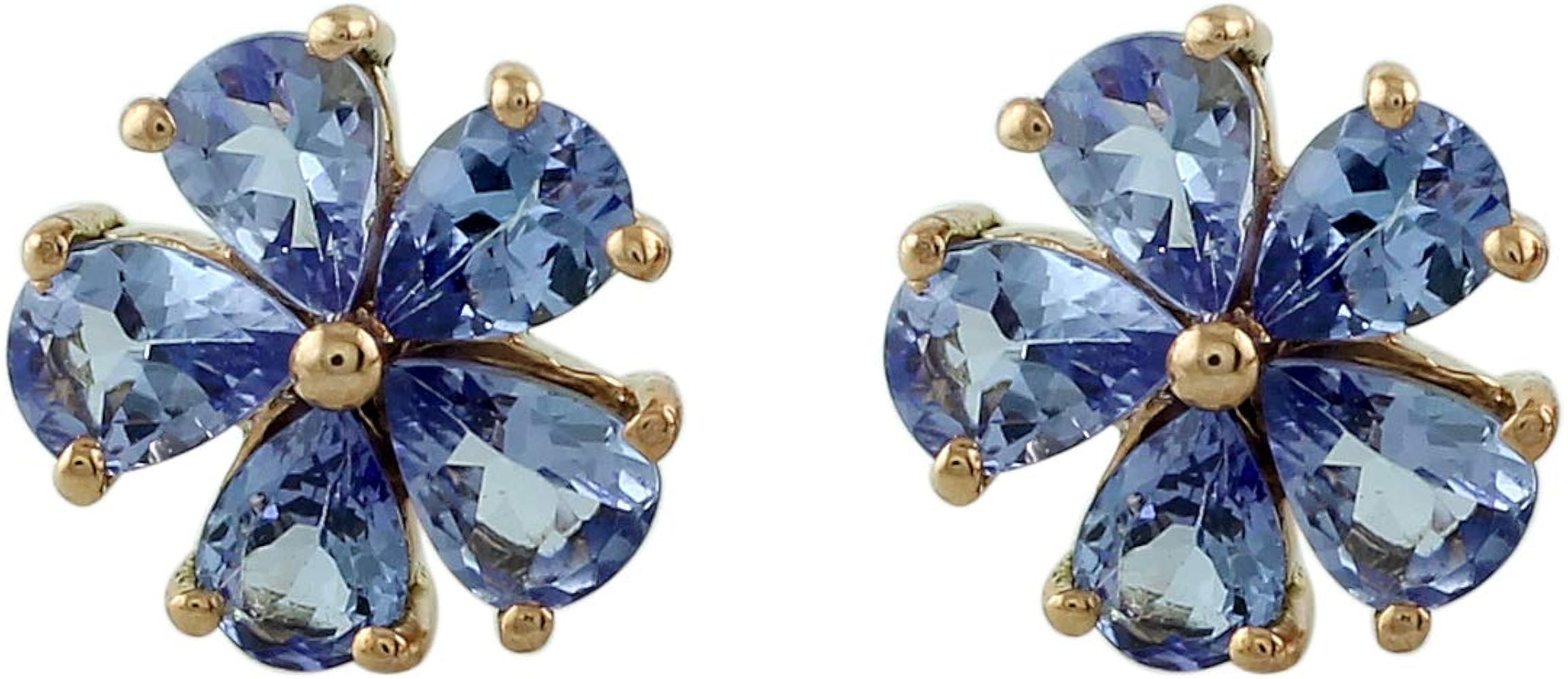 Carillon Stylish Tanzanite Natural Gemstone Pear Shape Stud Wedding Earrings 925 Sterling Silver Jewelry