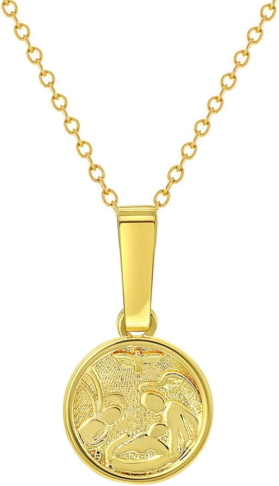 In Season Jewelry Gold Plated Religious Guardian Angel Medal Necklace for Babies, Infants, Toddlers & Young Girls 16" - Meaningful and Wonderful Gifts for Christening, Baptism or Birthday