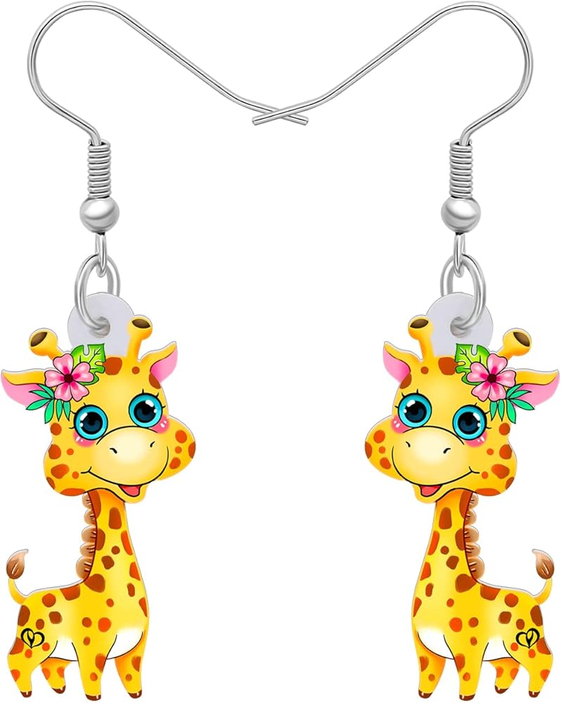 Cute Giraffe Gifts for Women Acrylic Cartoon Giraffe Earrings Dangle Jewelry Birthday Charms for Teen Girls Giraffe Lovers