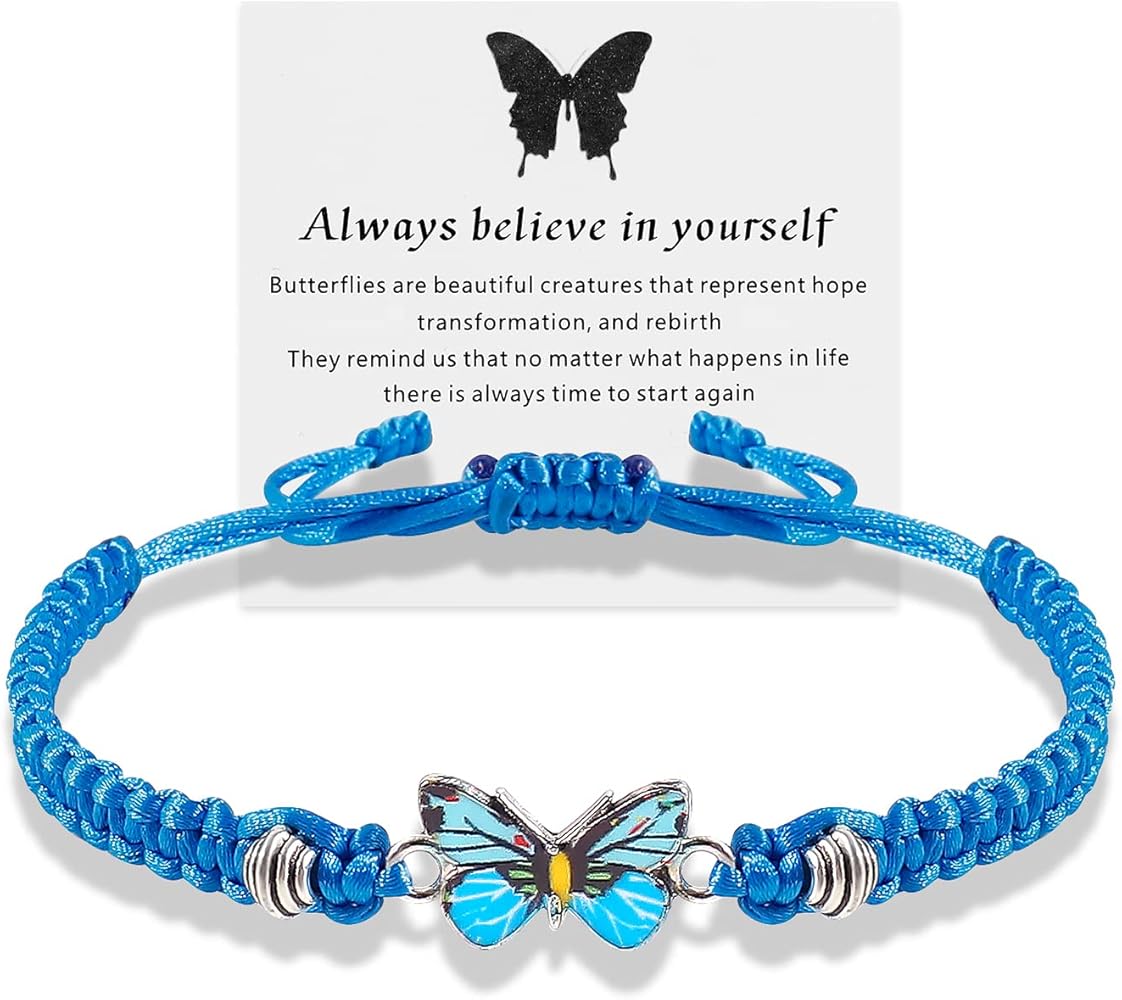 Choistily Butterfly Bracelet for Women Braided Butterfly Charm Friendship Bracelets for 2 Matching Birthday Gifts for Best Friends Bff Bracelets for 2 Girls Butterfly Jewelry Gift