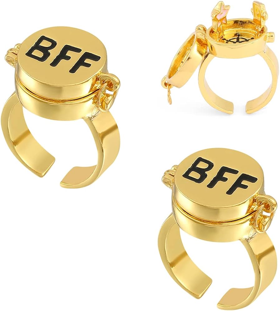 SpongeBob BFF Rings,Opening Adjustable Best Friends Rings Gold Cartoon Anime Aesthetic Bff Rings Matching Couple Rings Jewelry Gift