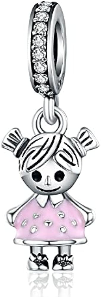 Pandora 925 Sterling Silver Jewelry CharmQikaola Couple Little Girl Pendant Charm fit Girls Charm Bracelet Necklaces Jewelry C