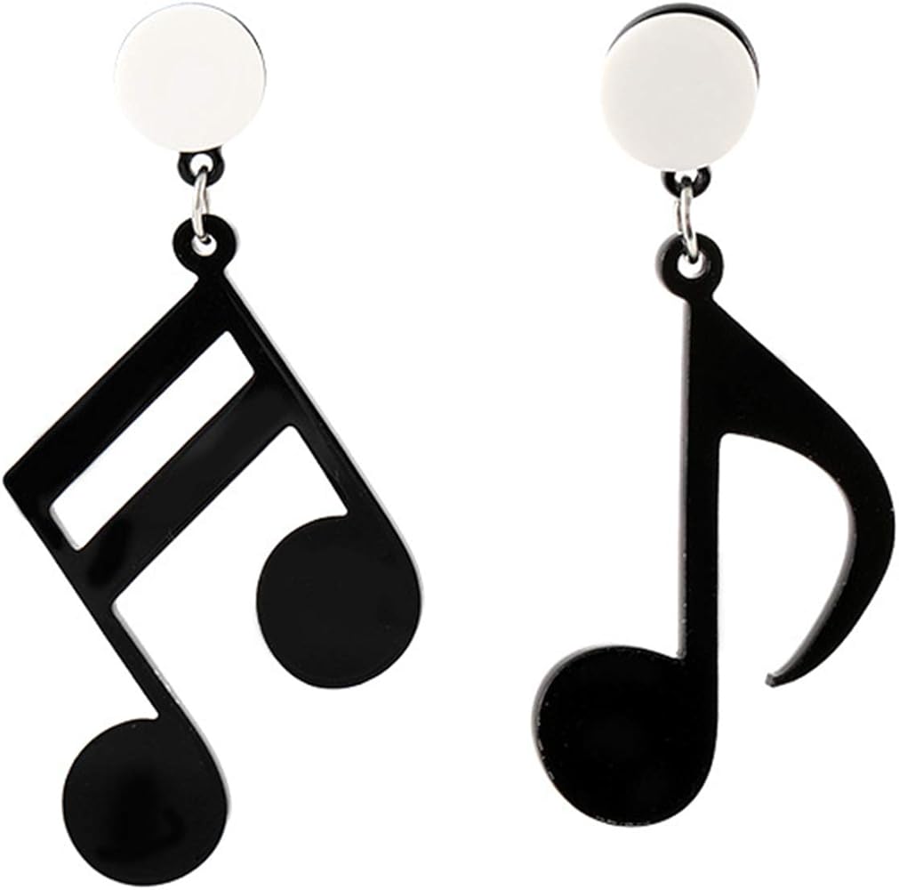 coadipress Acrylic Musical Note Stud Earrings Fun Cartoon Asymmetrical Music Note Earrings Punk Note Musical Drop Dangle Earrings for Women Girls