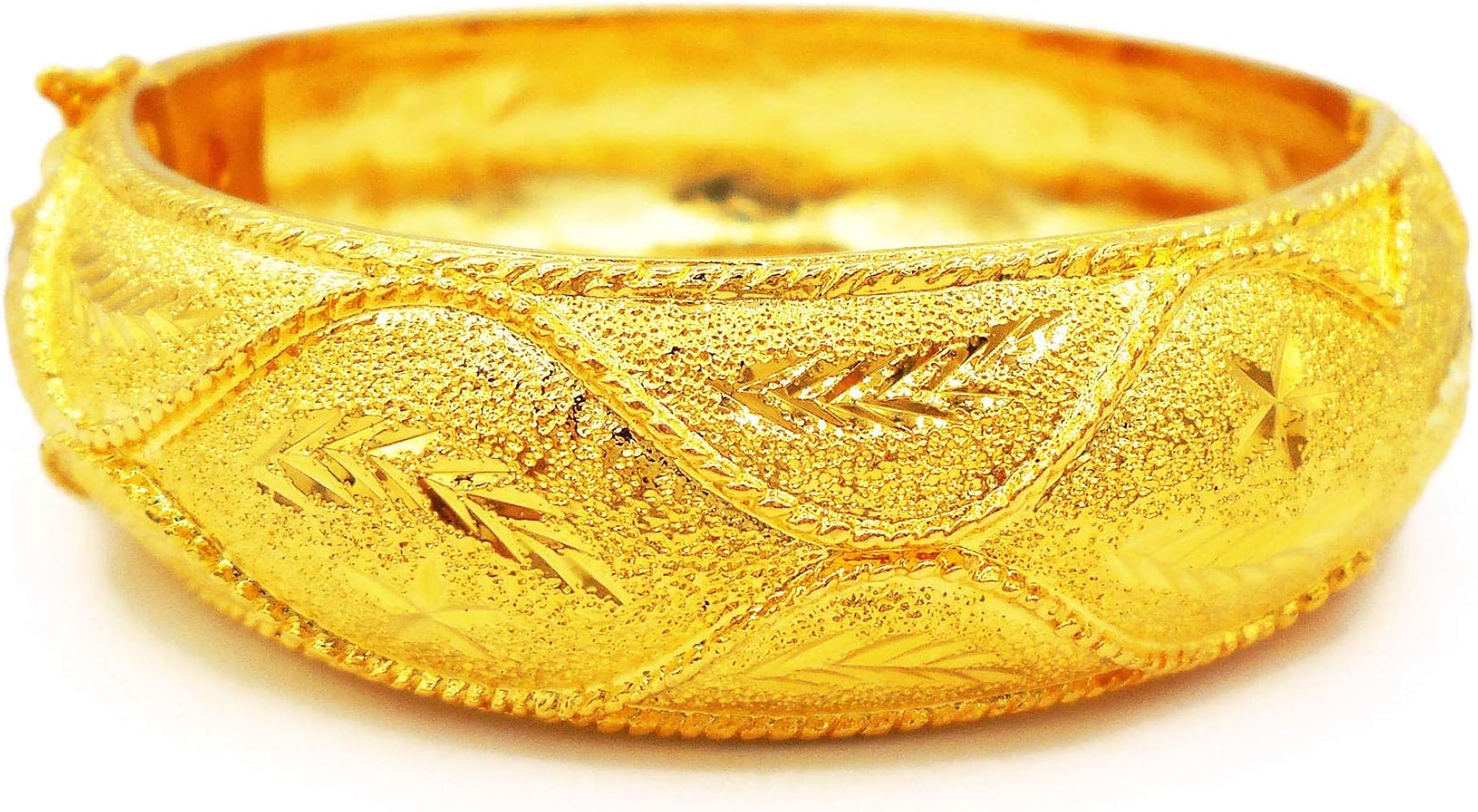 Carve Lai Thai Gold Plated Bangle 24k Thai Baht Yellow Gold Filled Bracelet