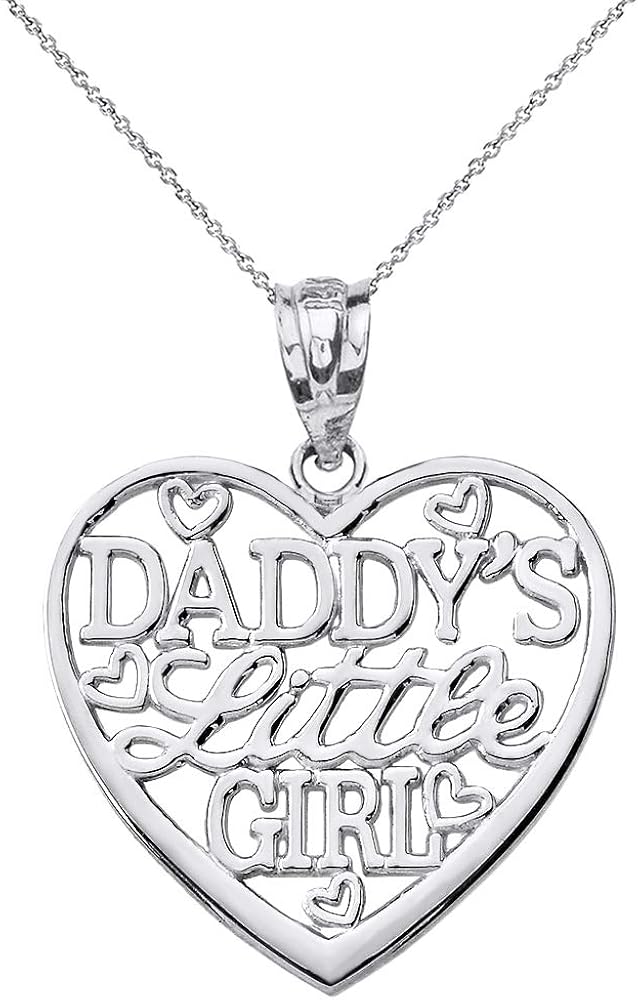 Claddagh Gold 925 Sterling Silver Heart Charm Daddy's Little Girl Pendant Necklace