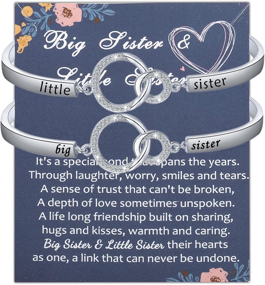 BNQL Big Sister Little Sister Bracelets Gifts Sister Bracelet for 2 Sister Jewelry from Sister Birthday Gifts