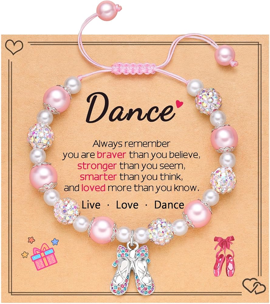 Rhinestone Dance Bracelet- Girls Dance Recital Graduation Birthday Christmas Gifts for Granddaughter Daughter Niece Friend Dancer