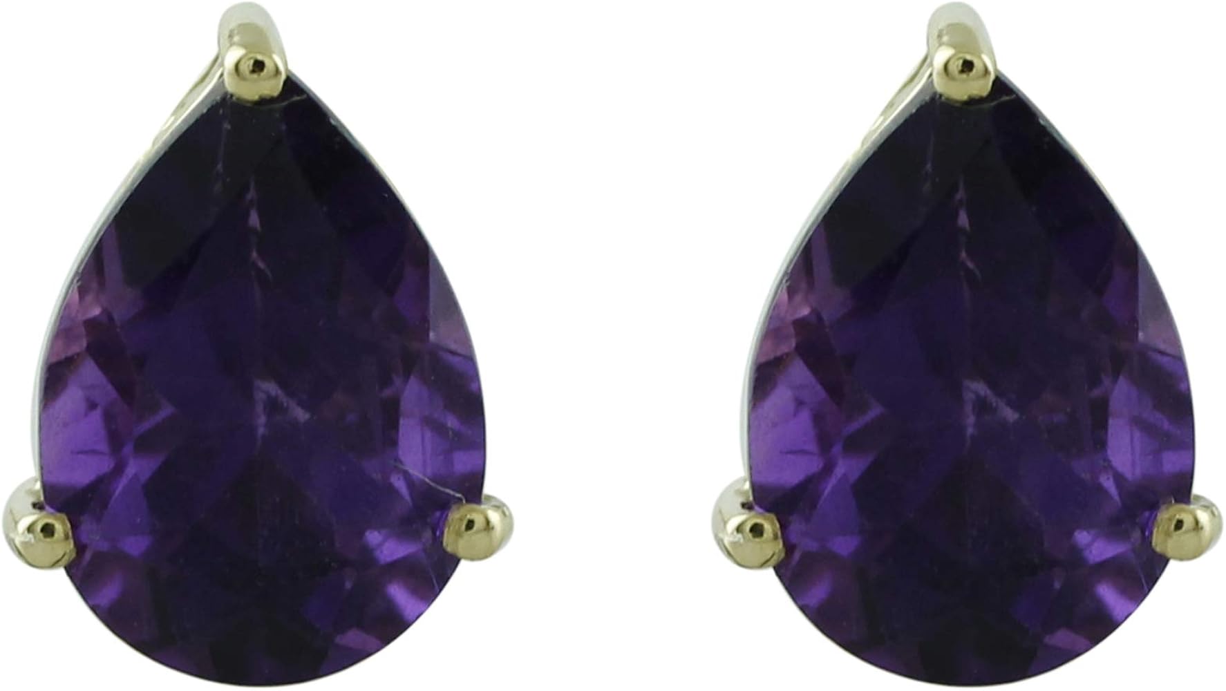 Carillon Amethyst Natural Gemstone Pear Shape Stud Anniversary Earrings 925 Sterling Silver Jewelry | Yellow Gold Plated