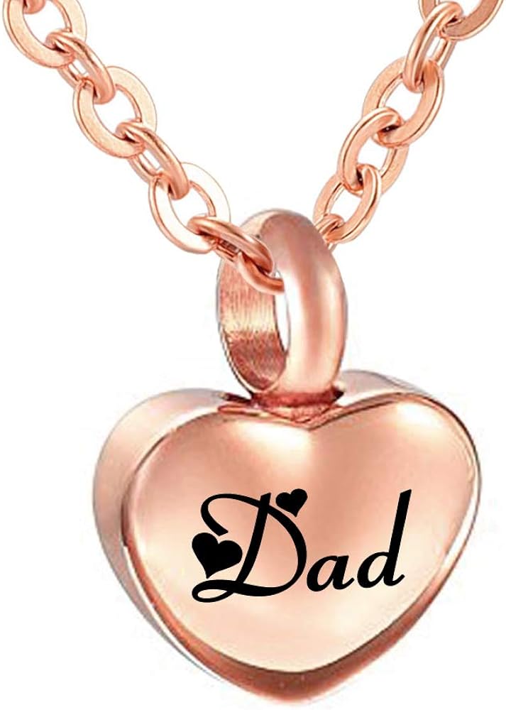 Cremation Jewelry for Ashes Rose gold Heart Urn Necklace Keepsake Memorial Jewelry Ashes Pendant for Dad Mom