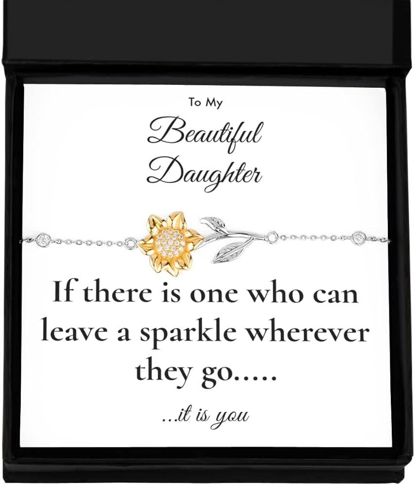 Bracelet to my Daughter, Gift from Mom, from Dad, Message Card Jewelry, for Christmas, Birthday, Graduation, Leave Sparkle