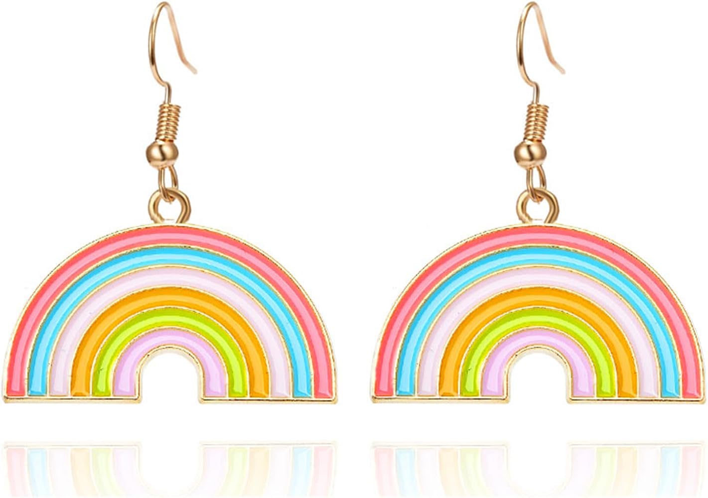 Rainbow LGBT Pride Earrings for Women Unique Enamel Colorful Rainbow Shaped Earrings Dangle Gay and Lesbian Earrings Jewelry Gifts