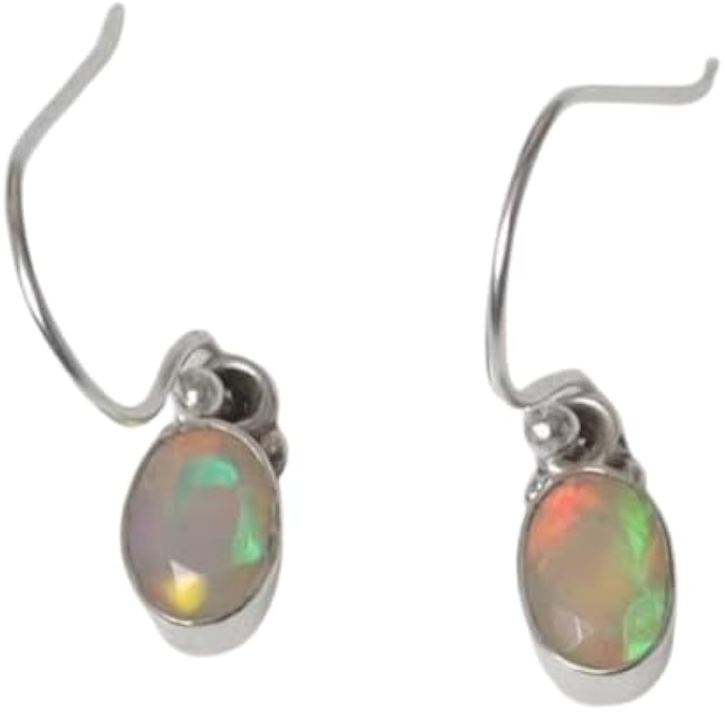 925 Sterling silver Genuine Ethiopian Opal Dangle Drop Earring Gift Jewelry For Someone Special