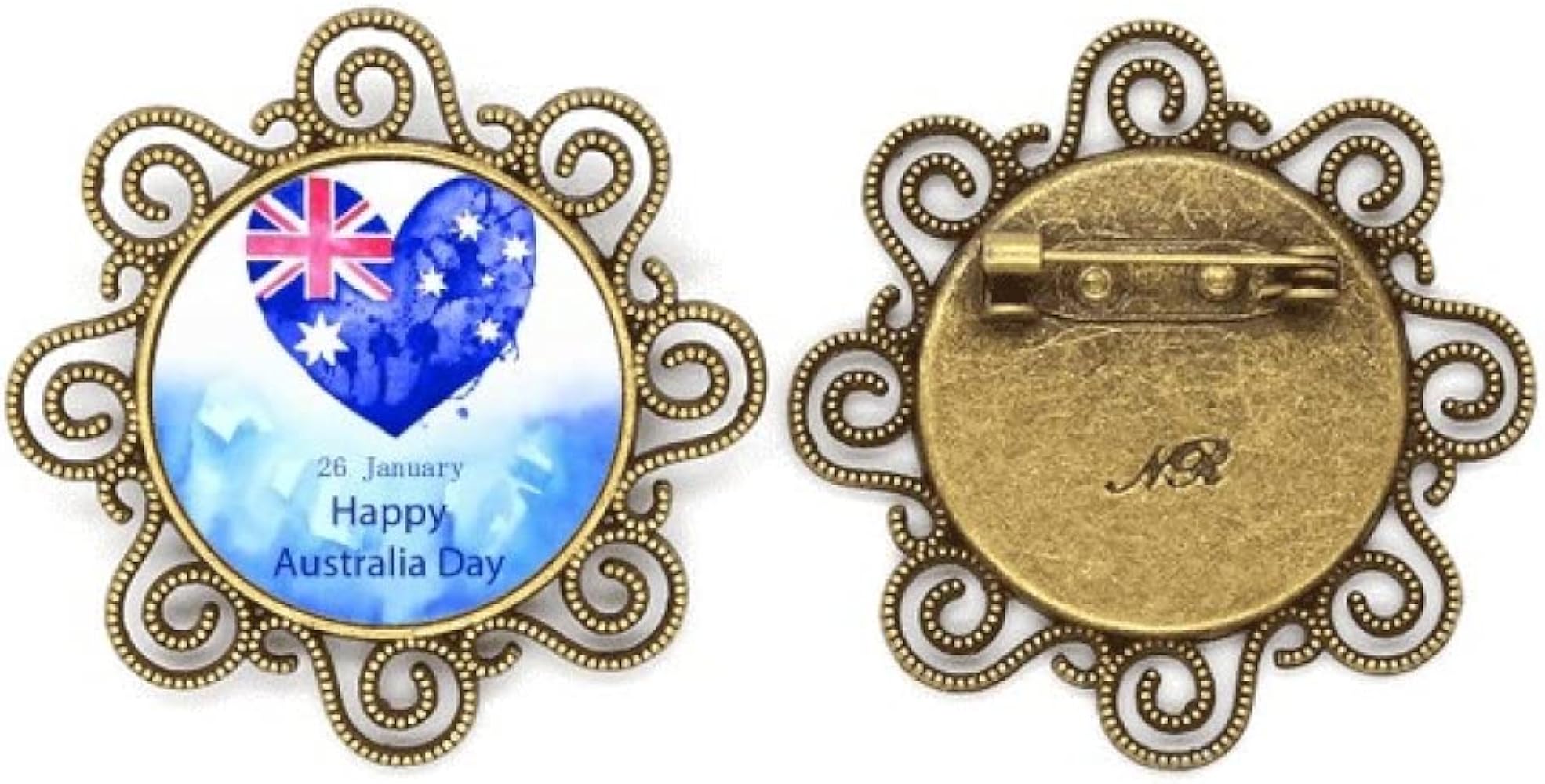 australia happy day heart shape flag flower brooch pins jewelry for girls