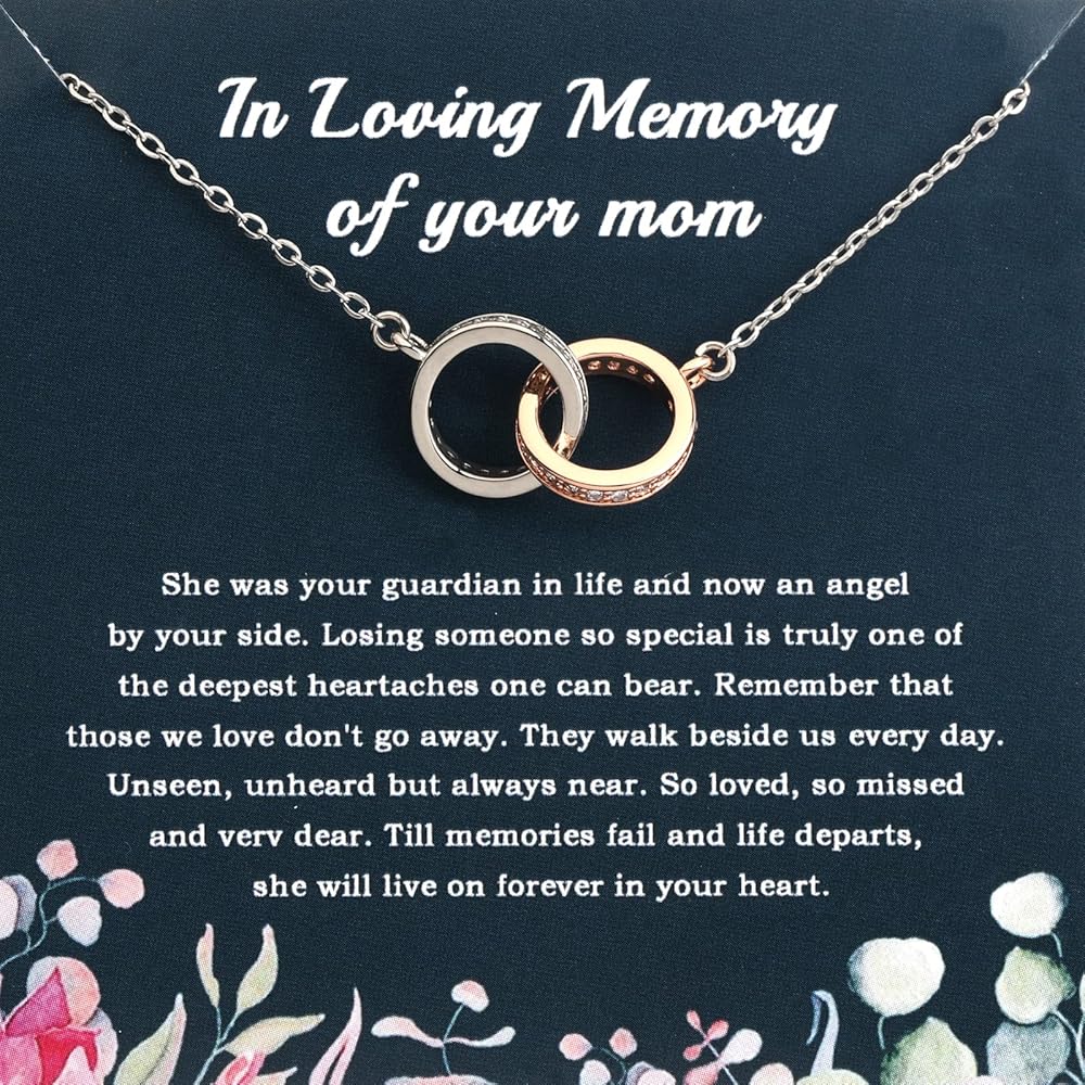 PLITI Memorial Gift For Loss Of Mom Mother Condolence Gift In Loving Memory Of Your Mom Jewelry Double Interlocking Circle Necklace