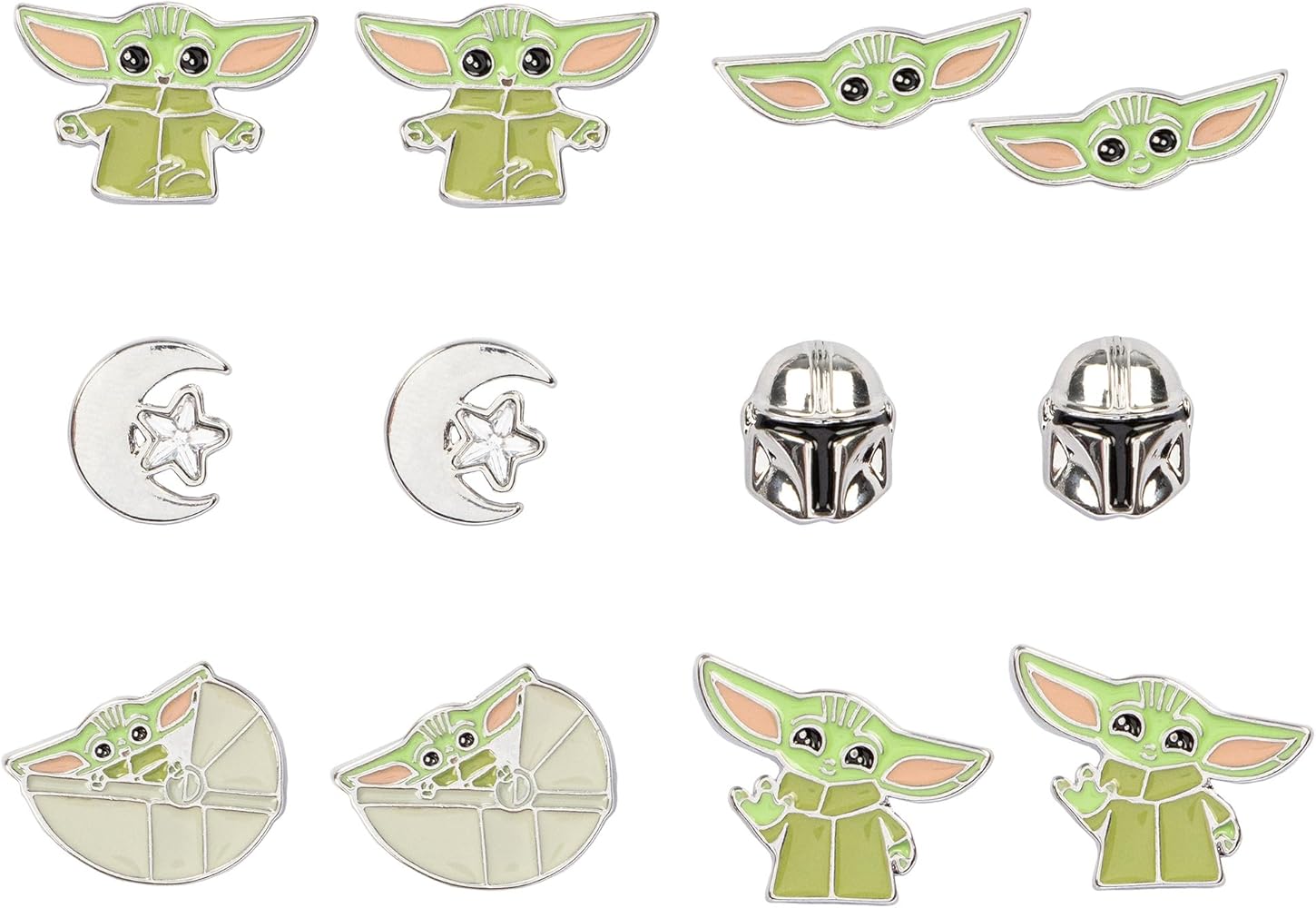 Star Wars The Mandalorian Grogu Baby Grogu 6 Pack Costume Jewelry Stud Earrings Set