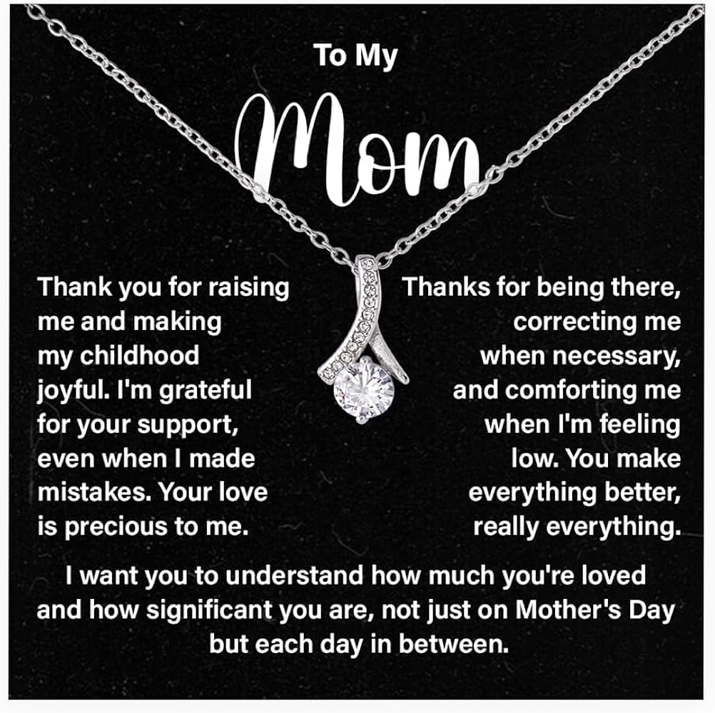 To My Mom Necklace Gift From Son, Mom-daughter Jewelry For Mother's Day Or Birthday Presents For Mom, Alluring Beauty Necklace Gift With Loving Message Card And A Beautiful Box