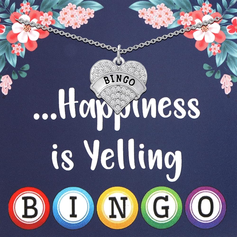 BEKECH Bingo Player Necklace Bingo Charm Winning Game Humor Jewelry for Bingo Girl Playing Bingo Enthusiast Gift