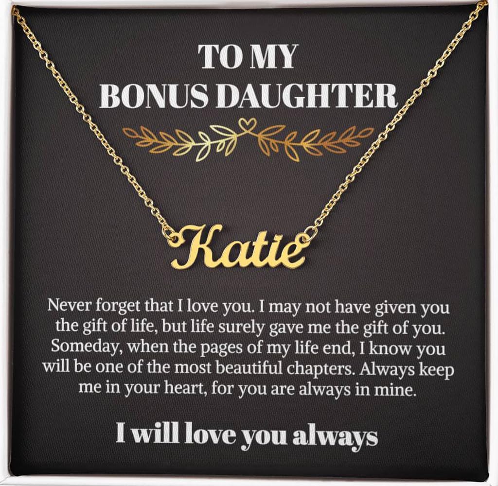 Bonus Daughter Necklace Birthday Graduation Christmas Gift with Message Card and LED Jewelry Box Gift Pendant for Step Daughter Goddaughter