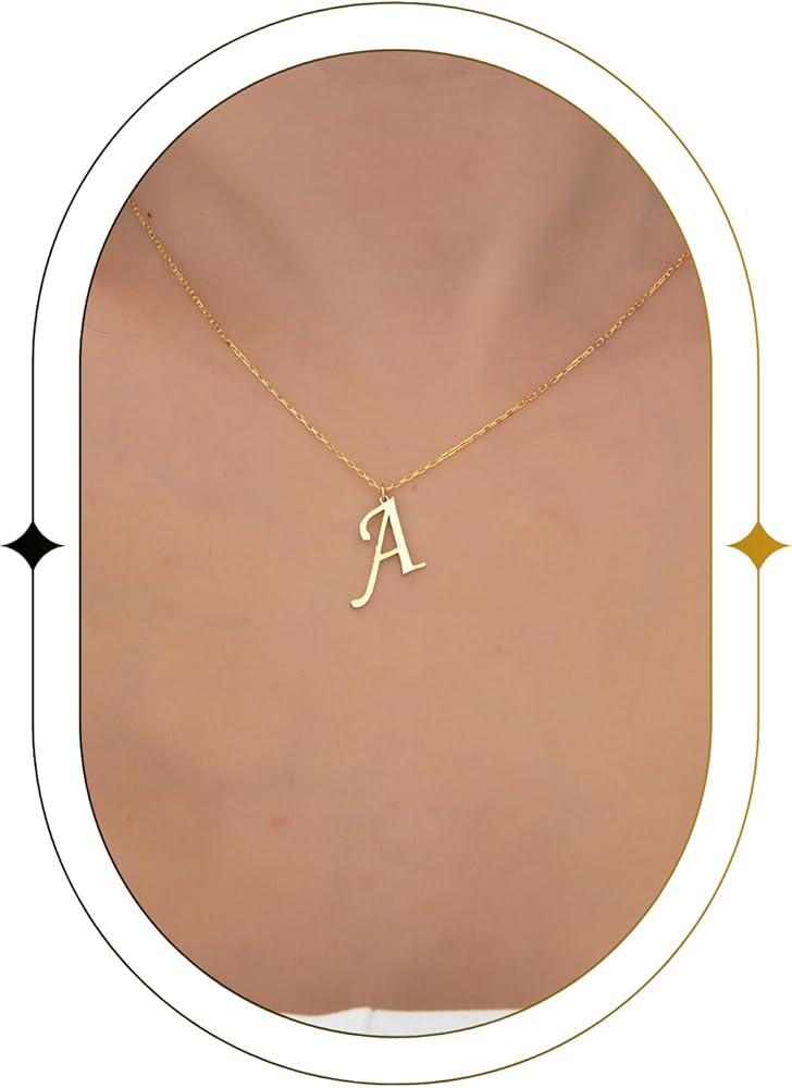 eva'sjewellery diamond Initial Necklaces for Women - 14K Gold Plated over 925K Sterling Silver Letter Pendant, Elegant A-Z Monogram Gold Jewelry for Girls