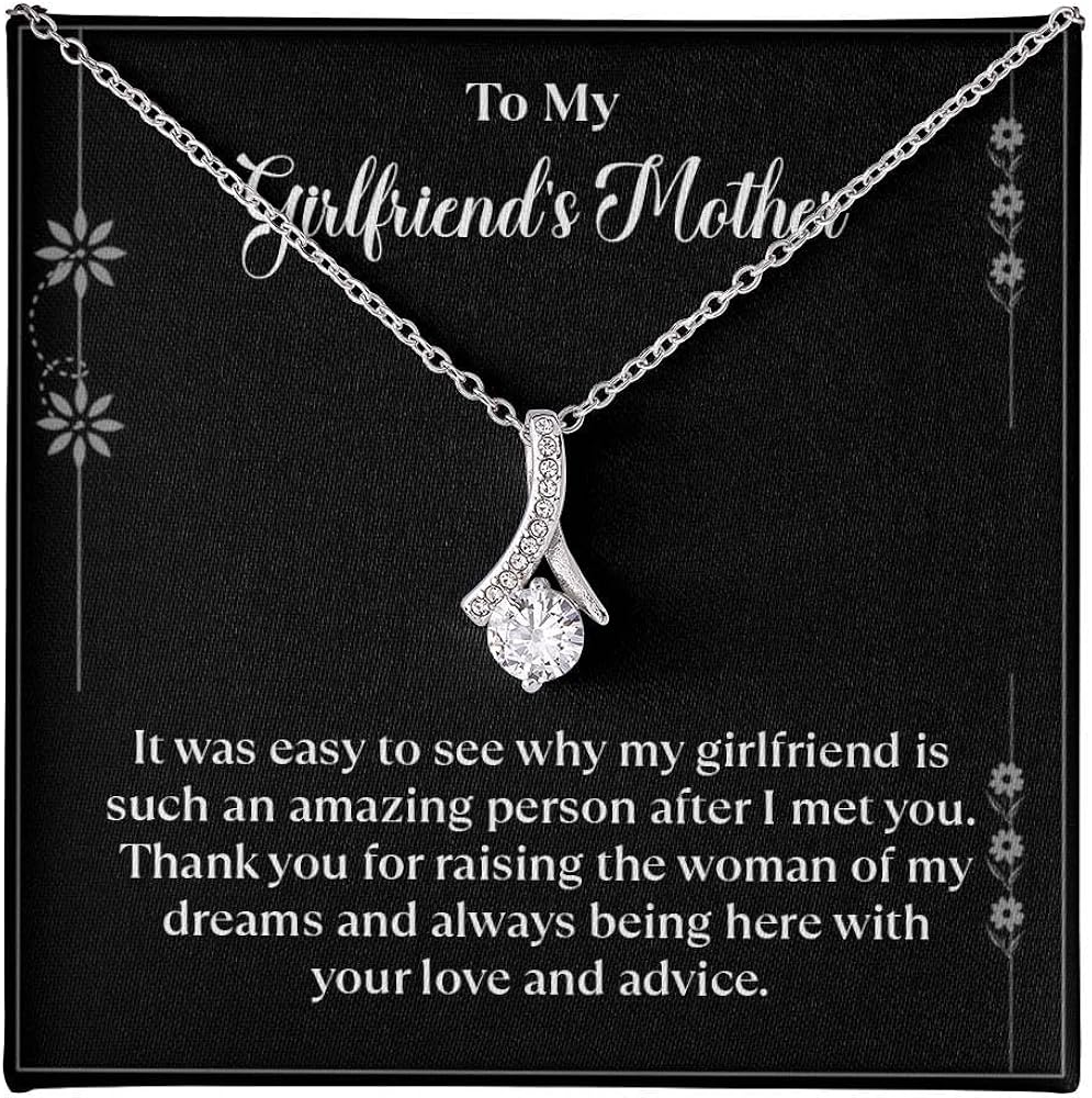 To My Girlfriend's Mother - It Was Easy To See Why My Girlfriend - Surprise Birthday, Anniversary Present For Her, Thoughtful Mother's Day Jewelry Gift From Boyfriend With Alluring Beauty Necklace And Meaningful Message Card Also Standard/Luxury Gift Box