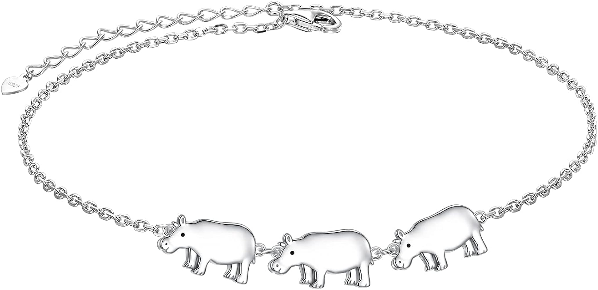 DAOCHONG S925 Sterling Silver Cute Animals Foot Charm Boho Beach Anklets Bracelet for Women Adjustable 9 to 10.5 inches