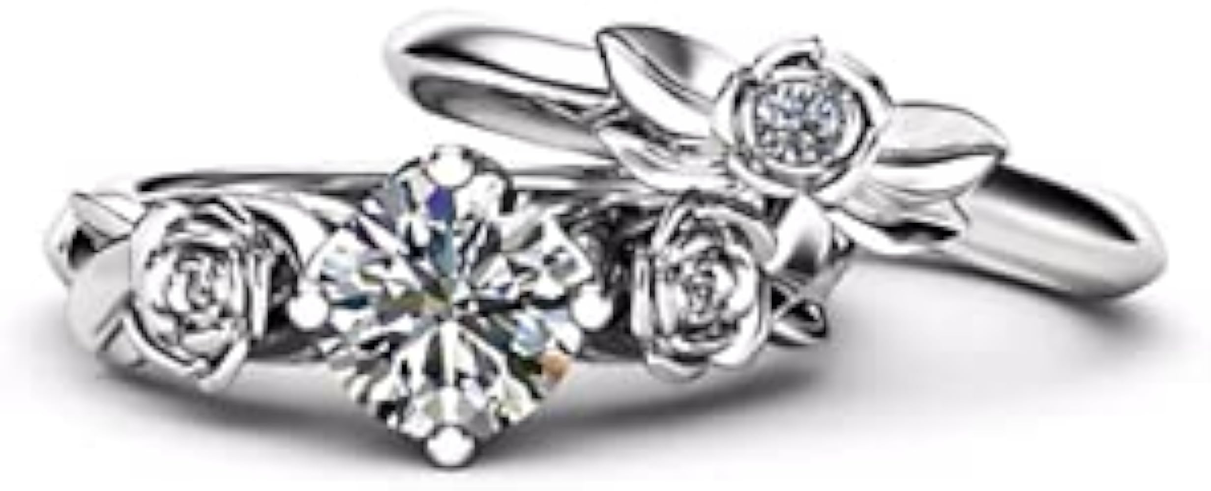 2.8ct Round Cut Diamond Engagement Ring 14k White Gold Plated Floral Bridal Set