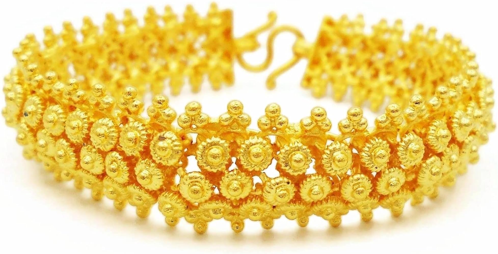 Pikun Flower Lai Thai Gold Plated Bangle 22k 24k Thai Baht Yellow Gold Filled Bracelet