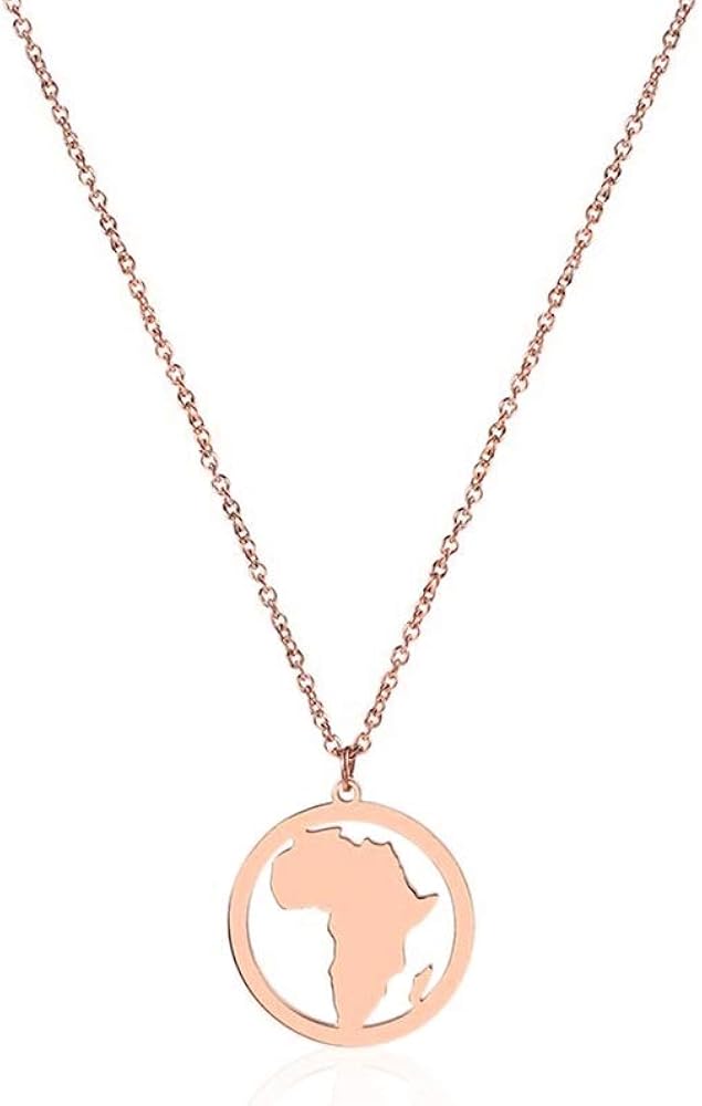 Fashion Africa Map Necklace Cut Copper Hollow Round Pendant Jewelry