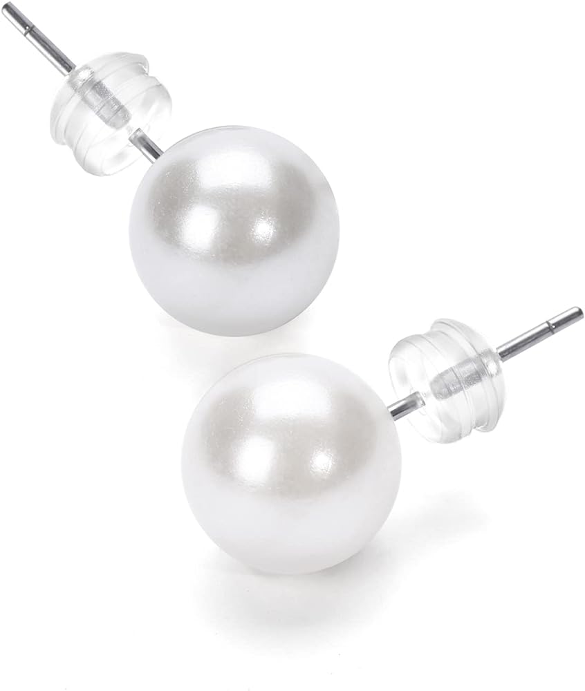 Pearl Stud Earrings Freshwater Pearl Ear Rings Hypoallergenic Earrings 4mm-12mm for Women Bridesmaids Gifts